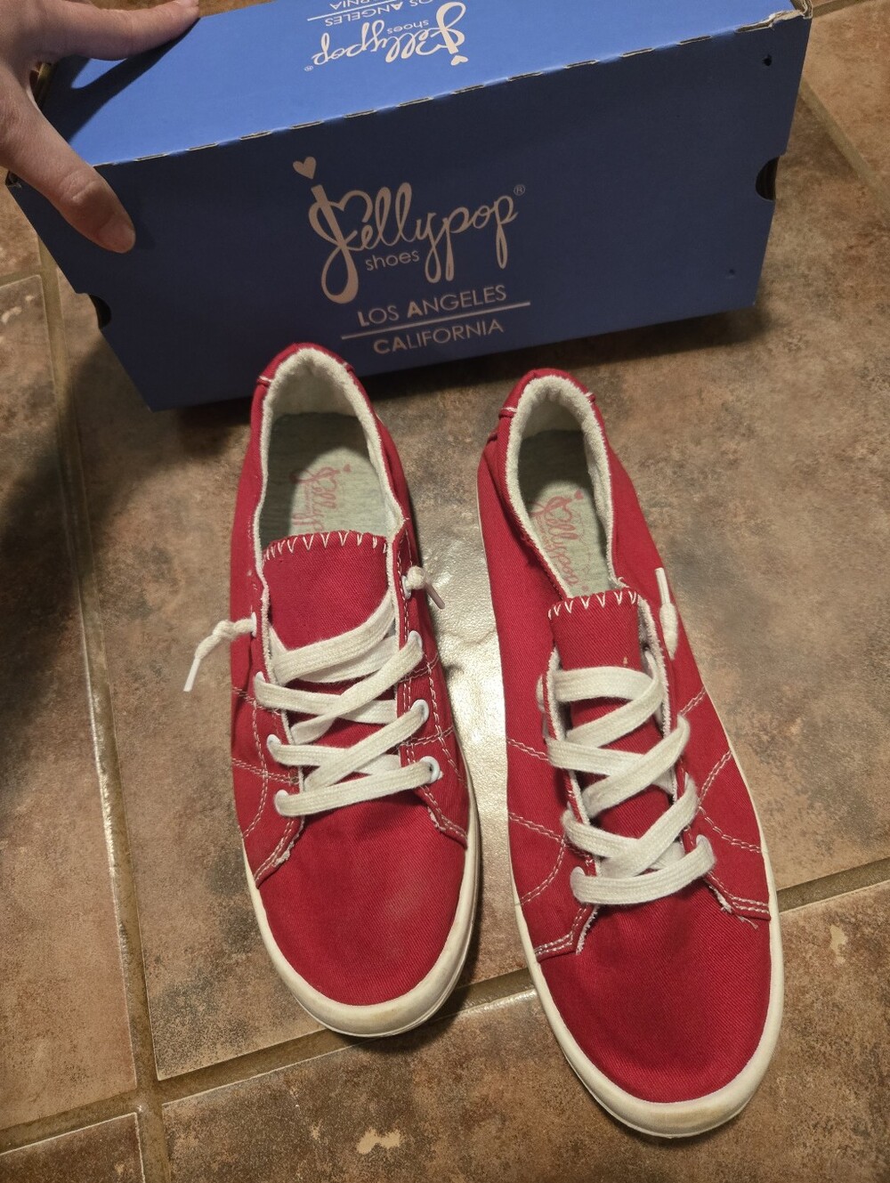 Jellypop Red Canvas Low-Top Sneakers with White Laces